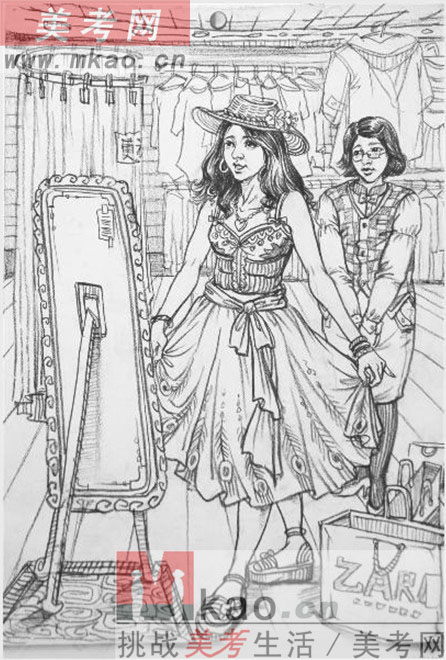 2013年四川省美术联考速写高分试卷范画