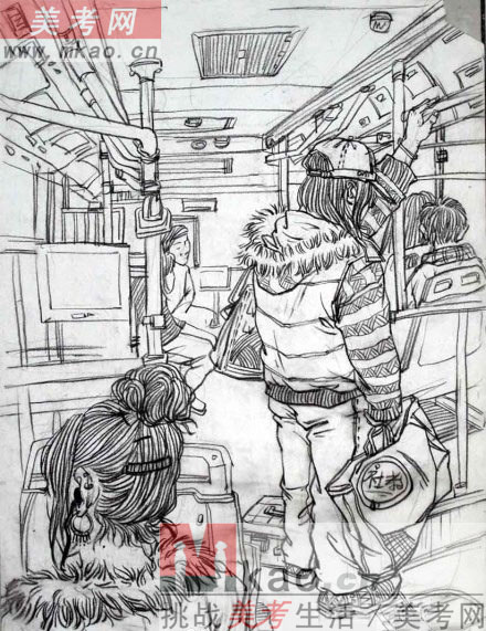 2013年四川省美术联考速写高分试卷范画